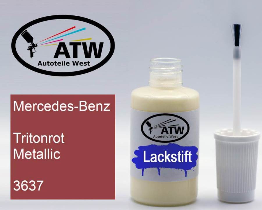 Mercedes-Benz, Tritonrot Metallic, 3637: 20ml Lackstift, von ATW Autoteile West.